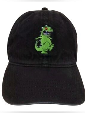 Nickelodeon Rugrats Reptar Dad Cap Black Adjustable Strapback Embroidered